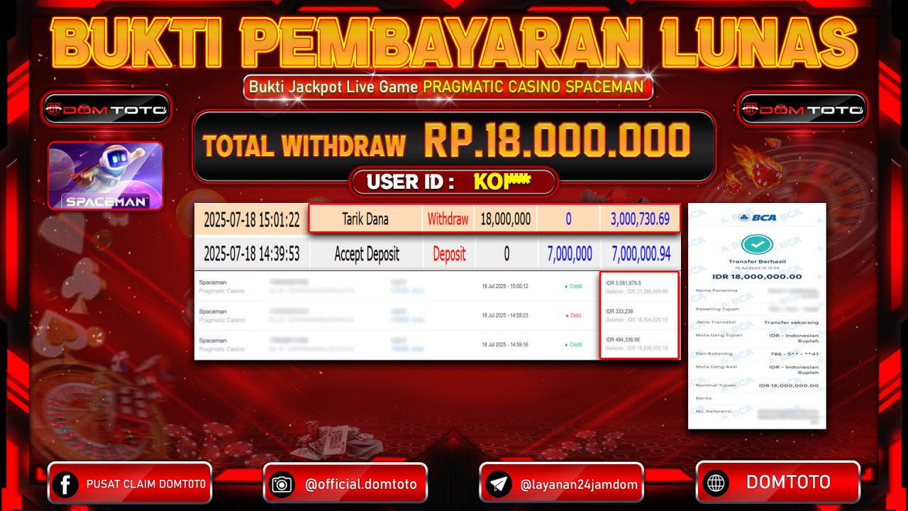 JACKPOT LIVE GAMES SPACEMAN 18  JULI 2025